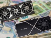 Os cartões da série Radeon RX 6000 e GeForce da linha RTX 30 ainda são superfaturados. (Fonte da imagem: AMD/Nvidia/Unsplash - editado)
