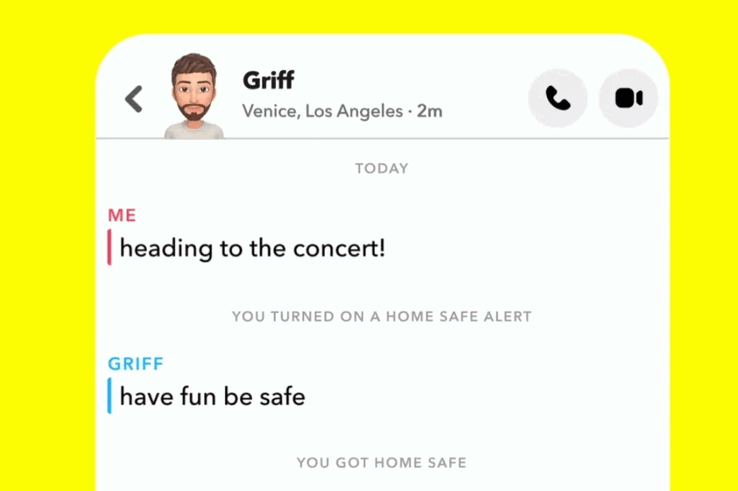 Exemplo do recurso Snapchat Home Safe (Fonte da imagem: Snapchat)