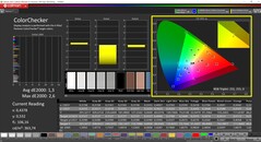 CalMAN ColorChecker (perfil: P3, espaço de cor alvo P3)