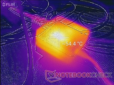 Adaptador AC após uma hora de altas cargas