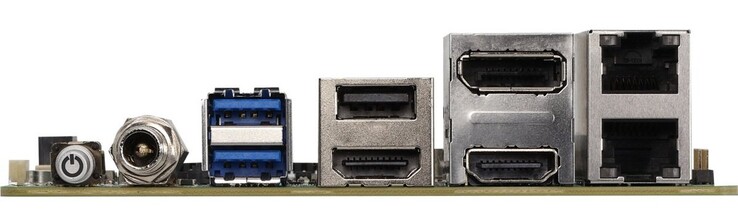 DisplayPort, HDMI, duas portas Ethernet e várias portas USB estão disponíveis (Fonte da imagem: Aaeon)