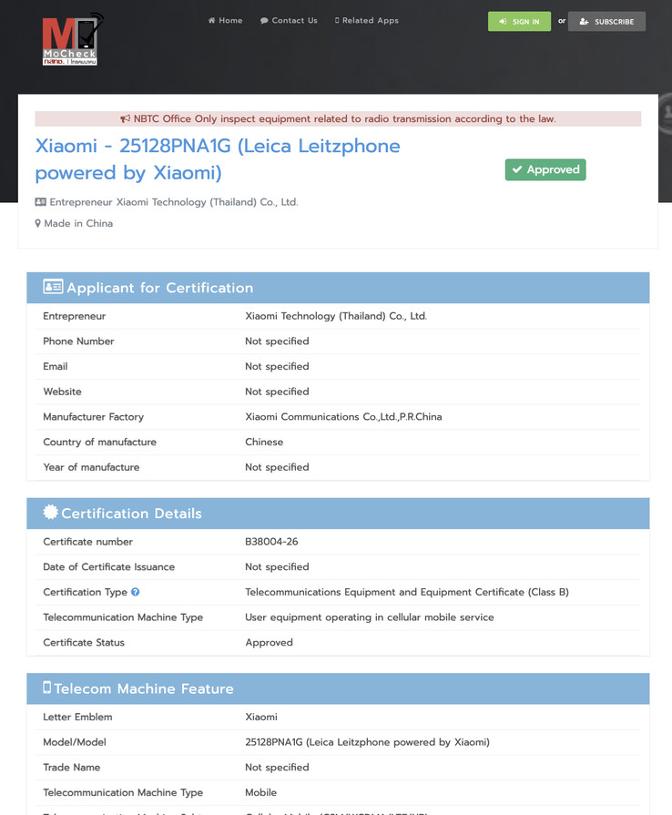 (Fonte da imagem: NBTC)