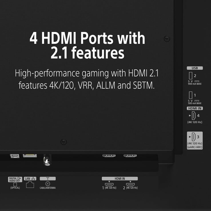 Ele possui um painel OLED 4K equipado com o processador Triluminos Pro e inclui quatro portas HDMI 2.1 para suportar jogos em 4K a 120 Hz.