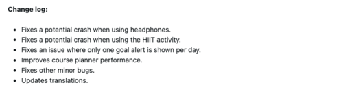 As notas de lançamento da versão beta 16.37 da Garmin