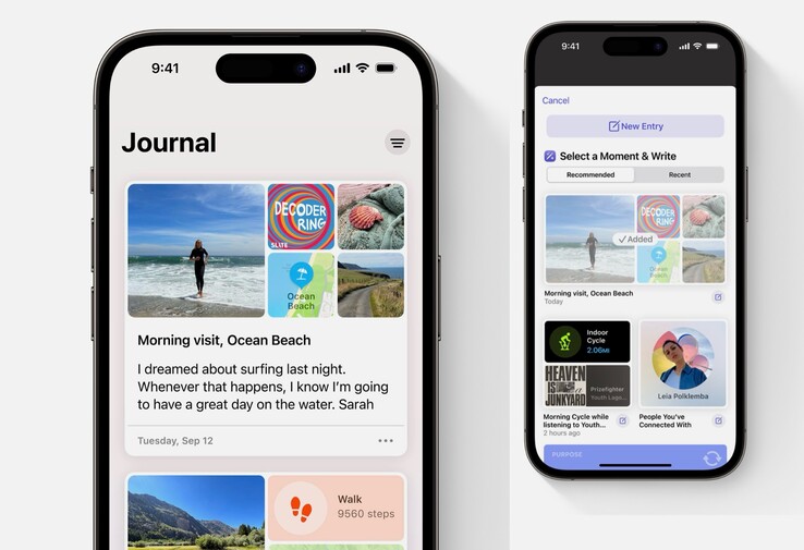 O aplicativo Journal foi projetado para simplificar a manutenção de um diário digital. (Imagem: Apple)