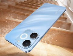 O Realme P4 Lite virá em três cores, incluindo azul claro.