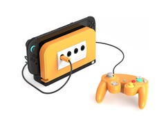 O Retro Fighters BattleDock com uma placa frontal laranja picante. (Fonte da imagem: Retro Fighters/Kickstarter)