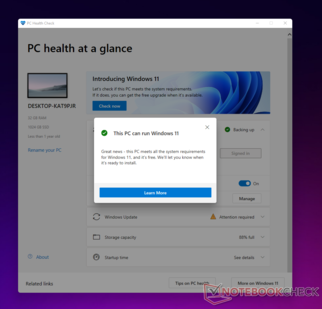 O aplicativo Microsoft PC Health Check não fornece nenhum detalhe sobre por que um PC pode ou não executar o Windows 11. (Fonte de imagem: NotebookCheck)