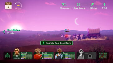 Uma imagem mostrando uma carroça no jogo “The Oregon Trail”.