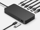 O Dock de Superfície Thunderbolt 4 tem um furo de montagem para uma montagem de mesa. (Fonte da imagem: Microsoft)
