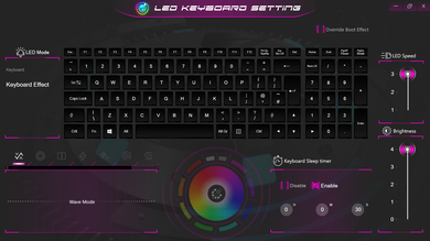 Configurações do teclado RGB