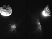 Fotos tiradas pelo LICIACube italiano do asteroide após o impacto (Fonte da imagem: NASA, ASI e Universidade de Maryland; cortadas)