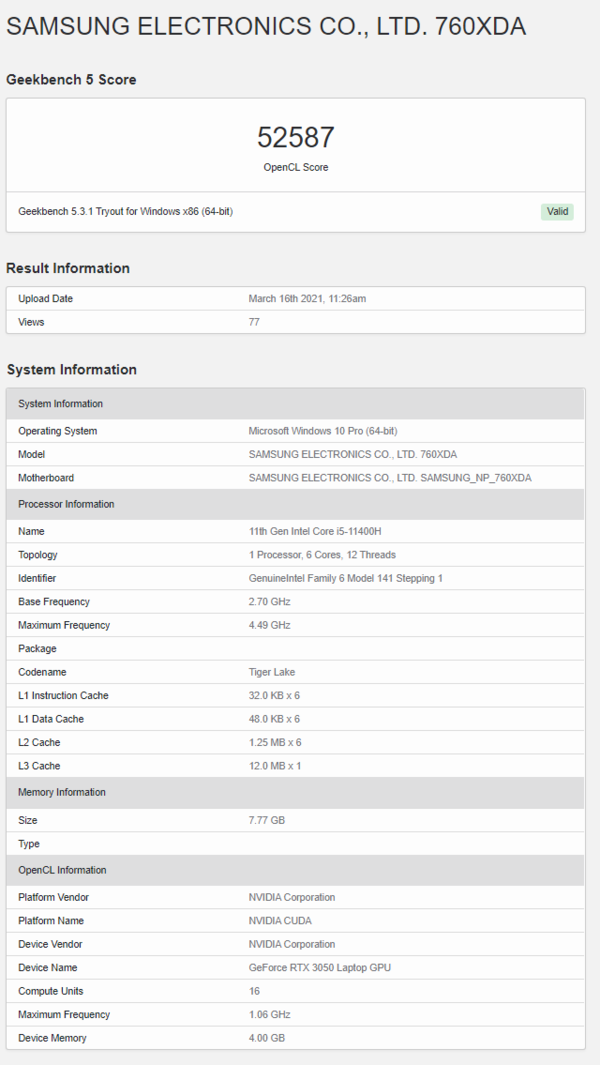 (Fonte de imagem: Geekbench)