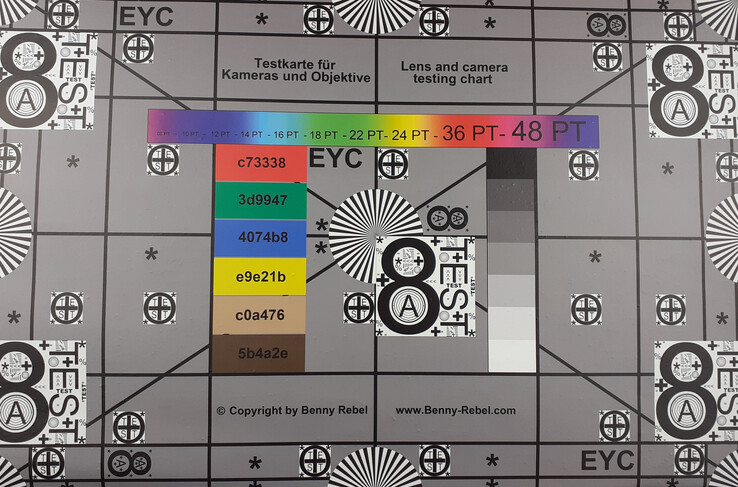 A photo of our test chart