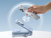 O MagFlow Qi2 25W custa €139,99. Na foto: uma renderização mostrando o suporte de carregamento sem fio dobrável do banco de potência. (Fonte da imagem: Ugreen)