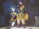 Banner do remake de Zelda: Ocarina of Time mostrando Link segurando a Master Sword