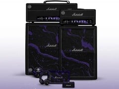 O amplificador, o alto-falante portátil e os fones de ouvido da Marshall passaram por uma reformulação nos tons de roxo e preto, com detalhes em prata.