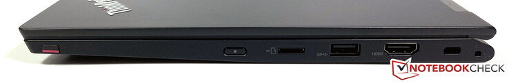 Certo: Lenovo Pen Pro, botão de alimentação, leitor microSD, USB-A 3.2 Gen 2 (10 Gb/s), HDMI 2.0, Kensington Lock