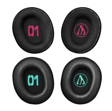 O fone de ouvido Audio-Technica Hatsune Miku ATH-M50xSTS-USB MIKU tem elementos do design da Miku até mesmo nos fones de ouvido. (Fonte da imagem: Audio-Technica)