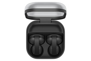 Os Galaxy Buds ligados no estojo