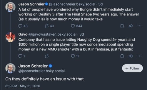 Jason Schreier Bluesky postou sobre os estúdios da Sony