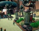 A interface do Modo Sandbox do Mars Attracts, exibindo recursos de gerenciamento do parque.