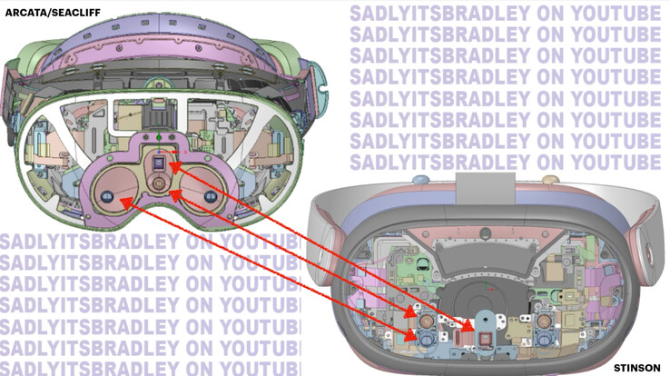 O CAD vazado faz o Quest Pro e o Quest 3, da esquerda para a direita. (Fonte da imagem: SadlyItsBradley)