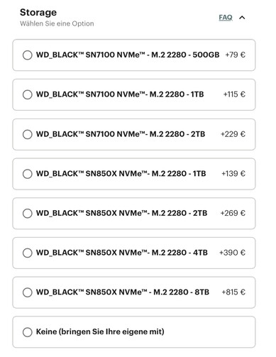 Preços dos SSDs da Frameworks até ontem