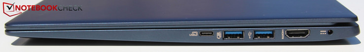Right: USB-C 3.1, 2x USB-A 3.0, HDMI, power