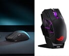 Os mouses para jogos ROG Gladius IV Ace (à esquerda) e ROG Spatha X 65K (à direita).