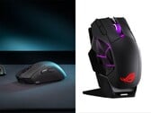 Os mouses para jogos ROG Gladius IV Ace (à esquerda) e ROG Spatha X 65K (à direita).