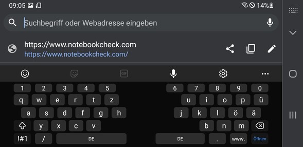 Teclado em modo paisagem