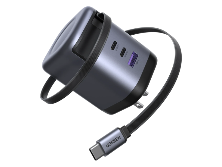 O carregador Ugreen Nexode 100W com cabo USB-C retrátil. (Fonte da imagem: Ugreen)