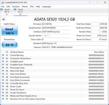 O ADATA SE920 se comunica via UASP (USB Attached SCSI Protocol)
