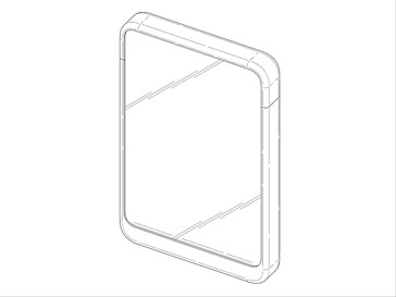 Frente do suposto celular enrolável da Samsung, de acordo com a patente relatada. (Fonte da imagem: DomoAI e xleaks7)