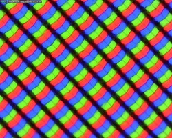 Grade de subpixel atrás da superfície fosca da tela