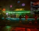 Cyberpunk 2077 em execução no macOS 26 Tahoe com interpolação de quadros MetalFX ativada em um MacBook Pro M1 Max. (Fonte da imagem: Blendlogic Tech no YouTube)
