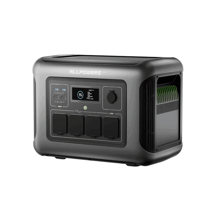 A estação de energia portátil Allpowers R1500 Lite apresenta um total de 8 portas (Fonte da imagem: Allpowers)