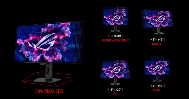 O Asus ROG Strix OLED XG27AQDMG Gen2 tem um suporte 30% menor