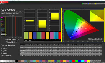 Precisão de cores (True Tone desativado, espaço de cores alvo: sRGB)