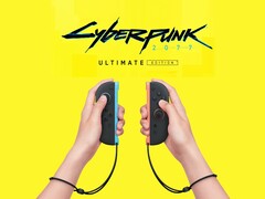 Cyberpunk 2077: Ultimate Edition acima dos Joy-Cons do Switch 2 (Fonte da imagem: Nintendo of America com edições)