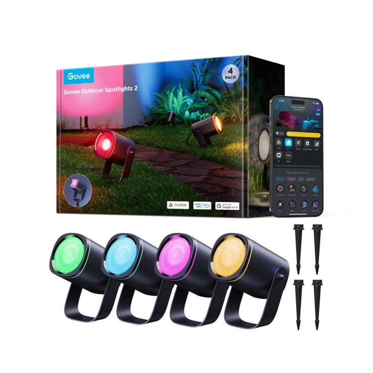 O Govee Outdoor Spotlights 2 4-pack. (Fonte da imagem: Govee)