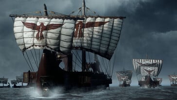 Uma imagem que mostra navios em Ryse: Son of Rome.