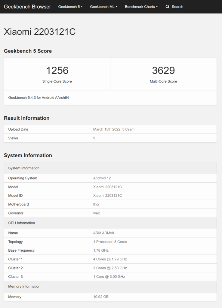 (Fonte de imagem: Geekbench)