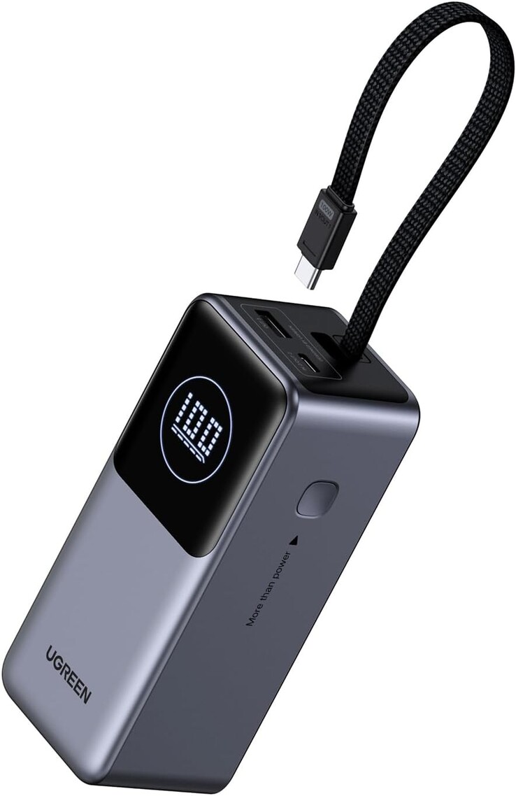 O Ugreen Nexode Power bank 20000mAh 130W com cabo USB-C integrado. (Fonte da imagem: Ugreen)