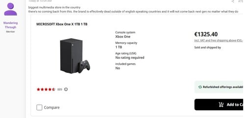 Preço do Xbox Series X na UE revelado