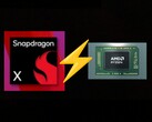 O Snapdragon X de nível básico disputa com o Ryzen 7 8840U no Geekbench 6 multi-core. (Fonte da imagem: AMD, Qualcomm, editado)