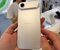 o boneco do iPhone 17 Air mostrado na Apple Store China dá credibilidade ao vazamento de design anterior. (Fonte da imagem: Majin Bu on X)