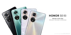 O Honor 50 será enviado em quatro cores a partir do próximo mês. (Fonte da imagem: Honor)