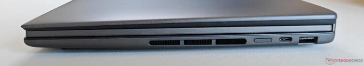 À direita: Botão liga/desliga, USB-C 4.0 com Thunderbolt 4 (40 GBit/s, DisplayPort, Power Delivery), USB-A 3.2 Gen.2 (10 Gbit/s)